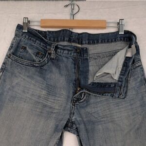 VTG Flypaper Jeans Men 34x32 Blue Low Rise Boot Cut Flap Pocket Whiskered Y2K